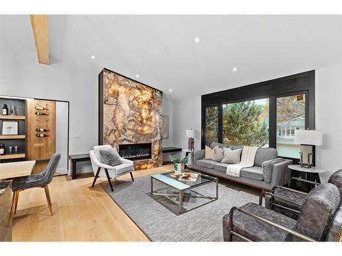 3604 Chippendale Drive Nw, Calgary, AB - Indoor Photo Showing Living Room With Fireplace