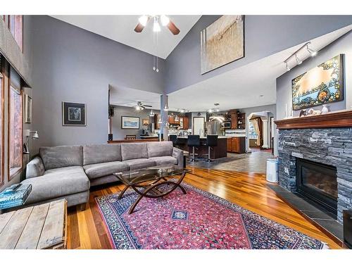 6 Mount Gibraltar Place Se, Calgary, AB - Indoor Photo Showing Living Room With Fireplace