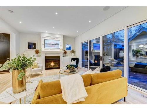 1920 31 Avenue Sw, Calgary, AB - Indoor Photo Showing Living Room With Fireplace