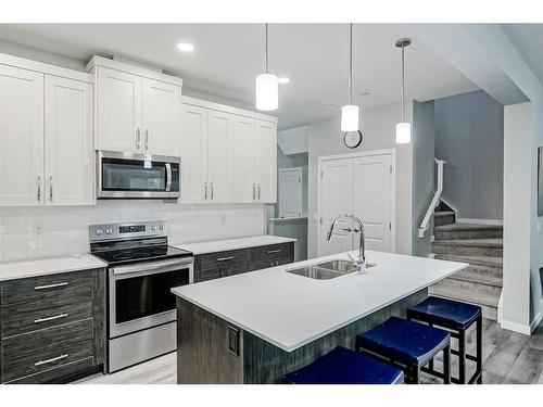 217 Lucas Crescent Nw, Calgary, AB - Indoor Photo Showing Kitchen With Stainless Steel Kitchen With Double Sink With Upgraded Kitchen