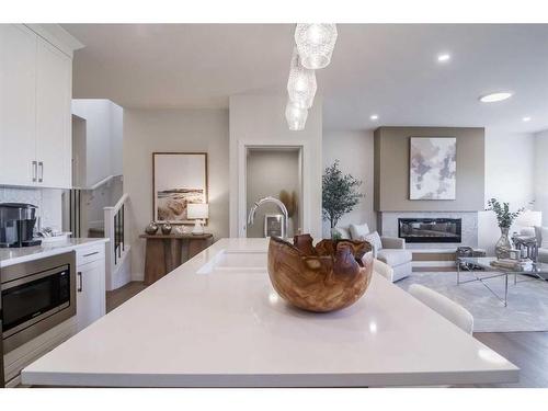 268 Belvedere Drive Se, Calgary, AB - Indoor Photo Showing Living Room With Fireplace