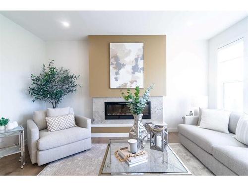 268 Belvedere Drive Se, Calgary, AB - Indoor Photo Showing Living Room With Fireplace