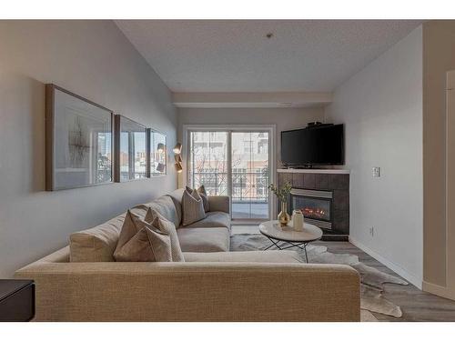 206-1800 14A Street Sw, Calgary, AB - Indoor Photo Showing Living Room With Fireplace