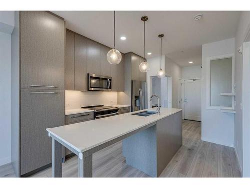 1129-76 Cornerstone Passage Ne, Calgary, AB - Indoor Photo Showing Kitchen With Double Sink With Upgraded Kitchen