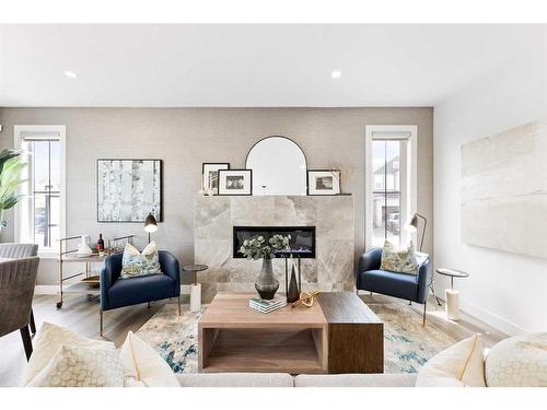 12 Belvedere Terrace Se, Calgary, AB - Indoor Photo Showing Living Room With Fireplace