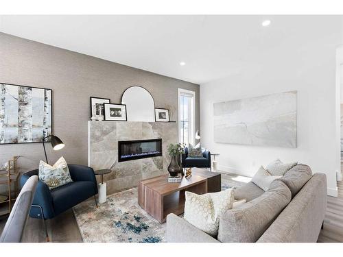 12 Belvedere Terrace Se, Calgary, AB - Indoor Photo Showing Living Room With Fireplace