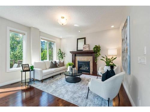 76 Mahogany Manor Se, Calgary, AB - Indoor Photo Showing Living Room With Fireplace