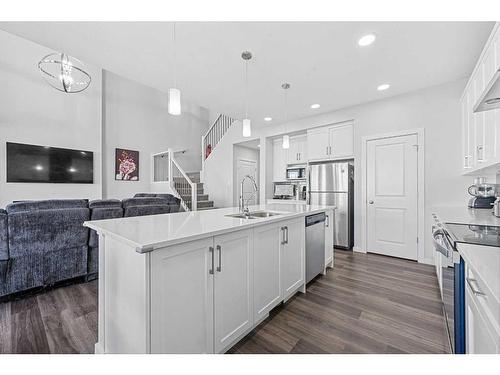 148 Savanna Drive Ne, Calgary, AB - Indoor Photo Showing Kitchen With Stainless Steel Kitchen With Double Sink With Upgraded Kitchen