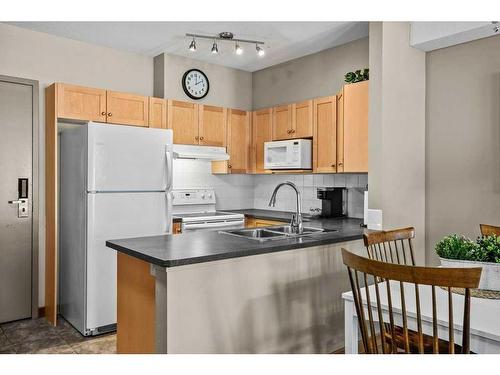 204-107 Montane Road, Canmore, AB - Indoor Photo Showing Kitchen With Double Sink