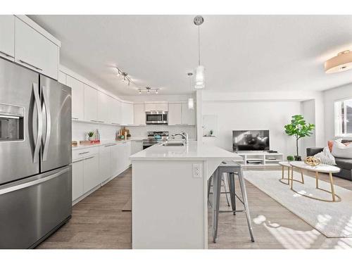 317 Redstone View Ne, Calgary, AB - Indoor Photo Showing Kitchen With Stainless Steel Kitchen With Double Sink With Upgraded Kitchen