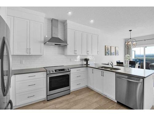 884 Seton Circle Se, Calgary, AB - Indoor Photo Showing Kitchen With Stainless Steel Kitchen With Double Sink With Upgraded Kitchen