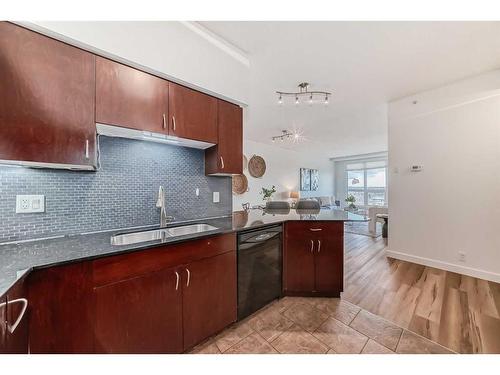 1107-8710 Horton Road, Calgary, AB - Indoor Photo Showing Kitchen With Double Sink