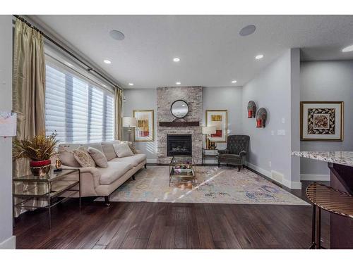 13 Savanna Green Ne, Calgary, AB - Indoor Photo Showing Living Room With Fireplace