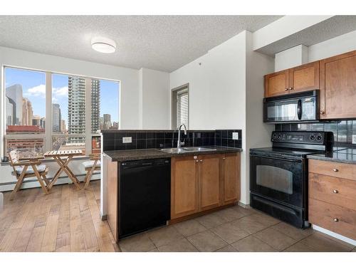 802-1053 10 Street Sw, Calgary, AB - Indoor Photo Showing Kitchen With Double Sink