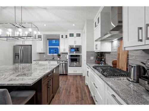 219 Kinniburgh Place, Chestermere, AB - Indoor Photo Showing Kitchen With Stainless Steel Kitchen With Upgraded Kitchen