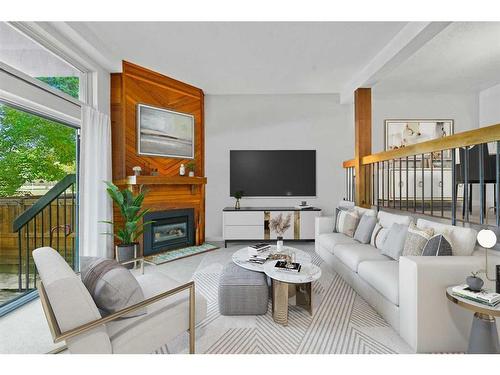 419-3131 63 Avenue Sw, Calgary, AB - Indoor Photo Showing Living Room With Fireplace