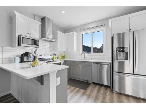 183 Seton Heath Se, Calgary, AB - Indoor Photo Showing Kitchen With Stainless Steel Kitchen With Upgraded Kitchen