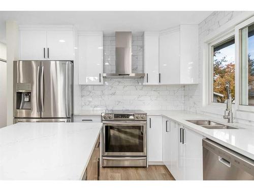 3224 108 Avenue Sw, Calgary, AB - Indoor Photo Showing Kitchen With Double Sink With Upgraded Kitchen