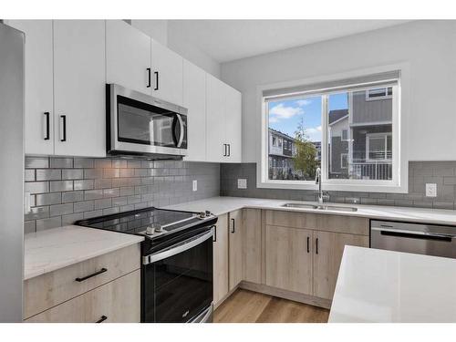 118-137 Red Embers Link Ne, Calgary, AB - Indoor Photo Showing Kitchen With Stainless Steel Kitchen With Double Sink With Upgraded Kitchen