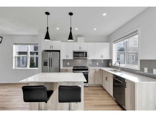 118-137 Red Embers Link Ne, Calgary, AB - Indoor Photo Showing Kitchen With Stainless Steel Kitchen With Double Sink With Upgraded Kitchen