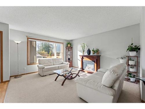 81 Covebrook Close Ne, Calgary, AB - Indoor Photo Showing Living Room With Fireplace