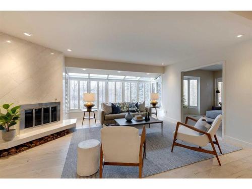 4310 Stanley Drive Sw, Calgary, AB - Indoor Photo Showing Living Room With Fireplace