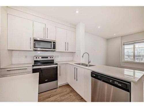 424-669 Savanna Boulevard Ne, Calgary, AB - Indoor Photo Showing Kitchen With Stainless Steel Kitchen With Double Sink