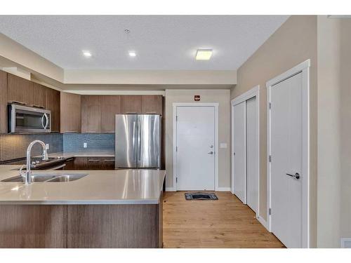 309-214 Sherwood Square Nw, Calgary, AB - Indoor Photo Showing Kitchen With Stainless Steel Kitchen With Double Sink