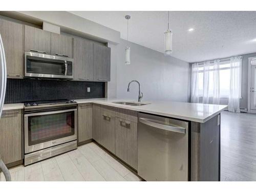 105-214 Sherwood Square Nw, Calgary, AB - Indoor Photo Showing Kitchen With Double Sink