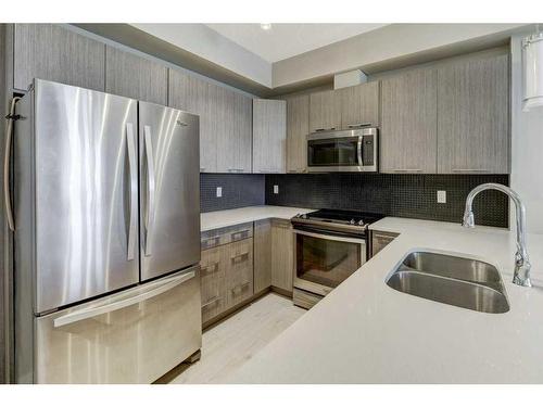 105-214 Sherwood Square Nw, Calgary, AB - Indoor Photo Showing Kitchen With Double Sink With Upgraded Kitchen