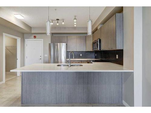 105-214 Sherwood Square Nw, Calgary, AB - Indoor Photo Showing Kitchen With Double Sink With Upgraded Kitchen