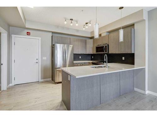 105-214 Sherwood Square Nw, Calgary, AB - Indoor Photo Showing Kitchen With Double Sink