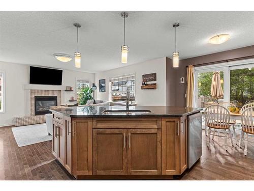 310 Autumn Circle Se, Calgary, AB - Indoor Photo Showing Kitchen With Fireplace With Double Sink