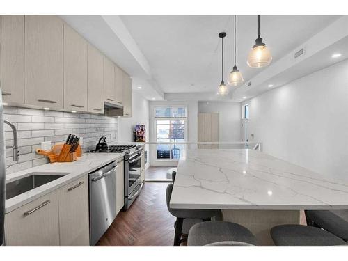 102-1709 35 Avenue Sw, Calgary, AB - Indoor Photo Showing Kitchen With Upgraded Kitchen