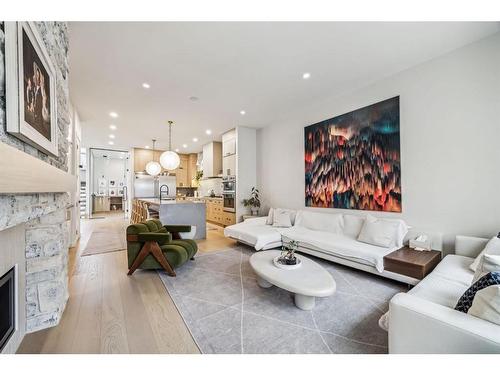 1816 Elizabeth Street Se, Calgary, AB - Indoor Photo Showing Living Room With Fireplace