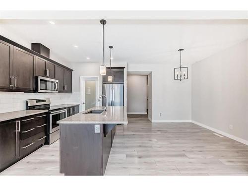 298 Kingfisher Crescent Se, Airdrie, AB - Indoor Photo Showing Kitchen With Stainless Steel Kitchen With Upgraded Kitchen