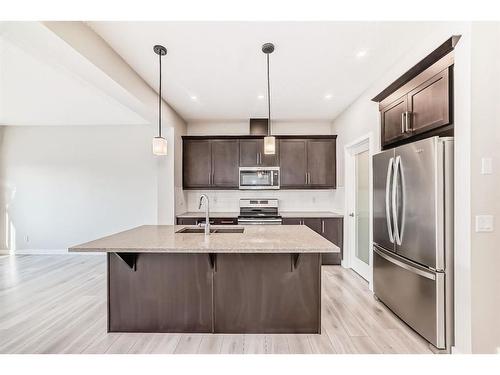 298 Kingfisher Crescent Se, Airdrie, AB - Indoor Photo Showing Kitchen With Stainless Steel Kitchen With Upgraded Kitchen