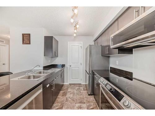 319-195 Kincora Glen Road Nw, Calgary, AB - Indoor Photo Showing Kitchen With Double Sink