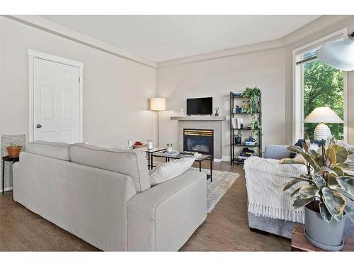 203-8108 109 Street Nw, Edmonton, AB - Indoor Photo Showing Living Room With Fireplace