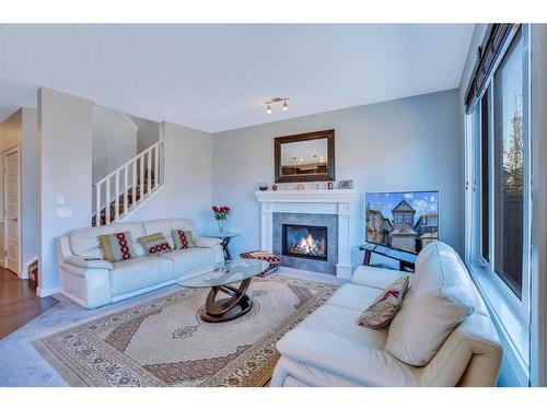 229 Sage Valley Road Nw, Calgary, AB - Indoor Photo Showing Living Room With Fireplace