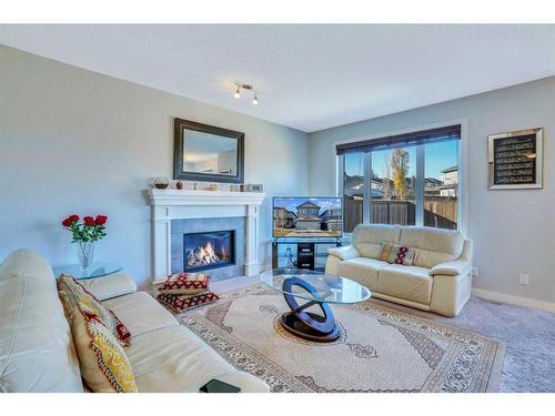 229 Sage Valley Road Nw, Calgary, AB - Indoor Photo Showing Living Room With Fireplace