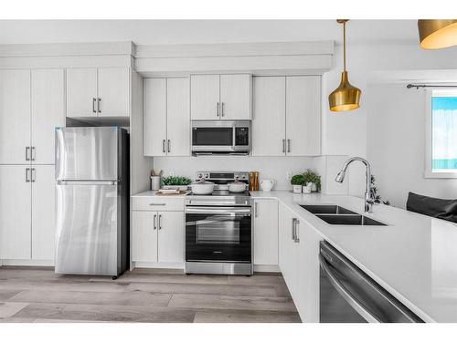 3 Cornerstone Row Ne, Calgary, AB - Indoor Photo Showing Kitchen With Stainless Steel Kitchen With Double Sink With Upgraded Kitchen