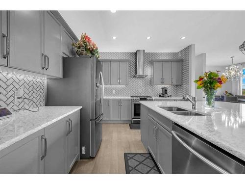 73 Cityside Way Ne, Calgary, AB - Indoor Photo Showing Kitchen With Stainless Steel Kitchen With Double Sink With Upgraded Kitchen