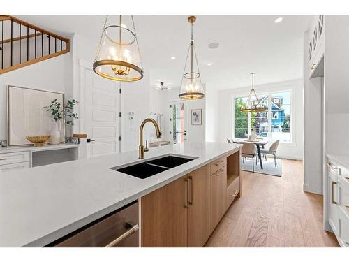 1826 19 Avenue Nw, Calgary, AB - Indoor Photo Showing Kitchen With Double Sink With Upgraded Kitchen