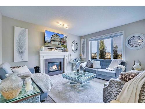 182 Skyview Ranch Street Ne, Calgary, AB - Indoor Photo Showing Living Room With Fireplace