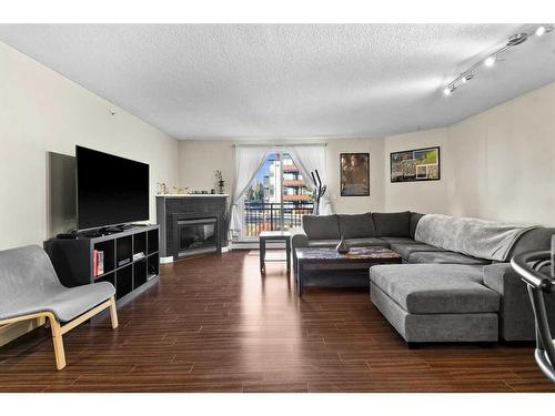 307-2440 34 Avenue Sw, Calgary, AB - Indoor Photo Showing Living Room With Fireplace