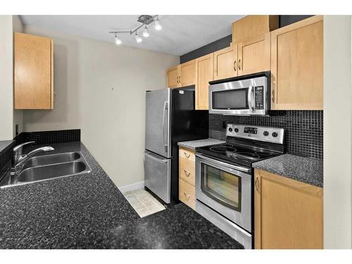 307-2440 34 Avenue Sw, Calgary, AB - Indoor Photo Showing Kitchen With Stainless Steel Kitchen With Double Sink