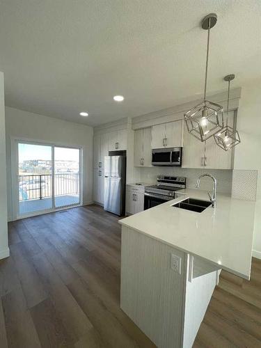 #104-75 Cornerstone Row Ne, Calgary, AB - Indoor Photo Showing Kitchen With Double Sink