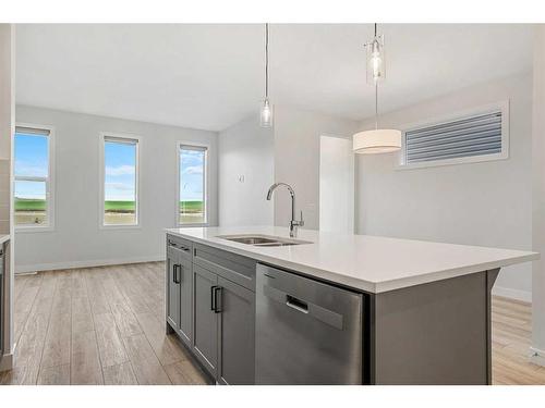 18 Amblefield Passage Nw, Calgary, AB - Indoor Photo Showing Kitchen With Double Sink