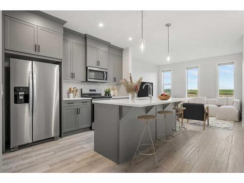 18 Amblefield Passage Nw, Calgary, AB - Indoor Photo Showing Kitchen With Stainless Steel Kitchen With Upgraded Kitchen